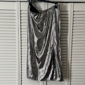 Glamorous Silver Pencil Skirt